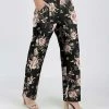 Lily | Black & Pink Floral Pocket High-Waist Pants - Women