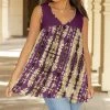 Lily | Purple & Beige Abstract Sleeveless Swing Tunic - Plus