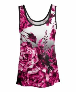Lily | Black & Pink Floral Scoop Neck Tank - Women