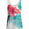Lily | Pink & Teal Tropical Floral Scoop Neck Tank - Women
