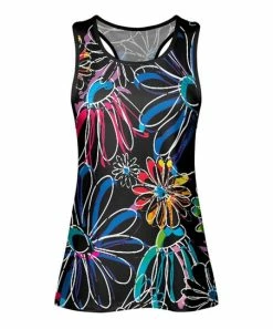 Lily | Black & Pink Floral Racerback Tank - Women