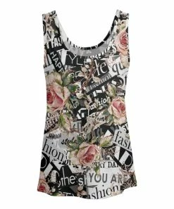 Lily | Black & Pink Floral 'Fashion' Scoop Neck Tank - Women
