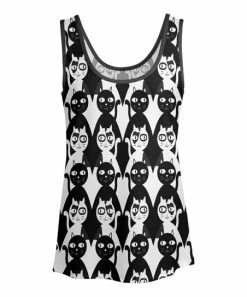 Lily | Black & White Cat Scoop Neck Tank - Women
