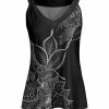 Lily | Black & White Floral V-Neck Tank - Plus
