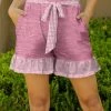 Lily | Pink & White Gingham Knot-Tie Shorts - Women
