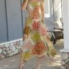 Lily | Olive & Rose Floral Handkerchief-Hem Short-Sleeve Maxi Dress - Women