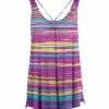 Lily | Pink & Aqua Abstract Stripe Strappy Scoop Neck Sleeveless Tunic - Plus