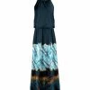 Lily | Navy & Aqua Marbleized Blouson Maxi Dress - Plus