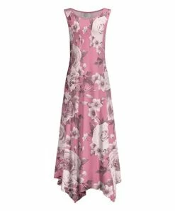 Lily | Light Pink Floral Sleeveless Handkerchief Maxi Dress - Plus