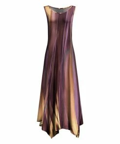 Lily | Beige & Pink Abstract Sleeveless Handkerchief Maxi Dress - Women