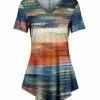 Lily | Navy & Rust Abstract V-Neck Tunic - Women