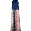 Lily | Navy & Pink Patchwork Floral Blouson Maxi Dress - Plus