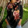 Lily | Black & Pink Floral Boatneck Tunic - Women & Plus