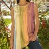 Lily | Pink & Green Stripe Sleeveless Pleated Scoop Neck Tunic - Plus