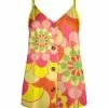 Lily | Yellow & Rose Retro Floral Button-Front Tunic - Women
