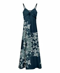 Lily | Navy & Gray Filigree Sleeveless Maxi Dress - Women