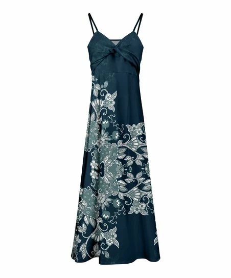 Lily | Navy & Gray Filigree Sleeveless Maxi Dress - Women 1 Lily | Navy & Gray Filigree Sleeveless Maxi Dress - Women