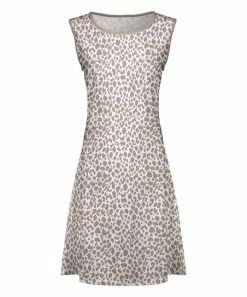 Lily | Mocha & White Leopard Sleeveless A-Line Dress - Women