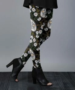 Lily | Black & White Floral Leggings - Plus