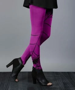 Lily | Purple & Black Spiderweb Leggings - Women