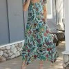 Lily | Aqua & Red Floral Handkerchief-Hem Maxi Dress - Women