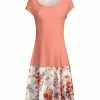 Lily | Pink & White Floral Cap-Sleeve A-Line Dress - Plus