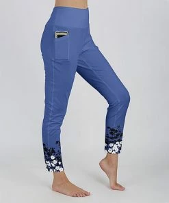 Lily | Blue & Black Floral Pocket Leggings - Women