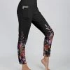 Lily | Black & Purple Floral Pocket Leggings - Plus