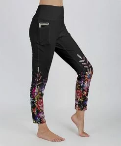 Lily | Black & Purple Floral Pocket Leggings - Plus
