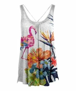 Lily | White Multicolor Flamingo Sleeveless Tunic - Women & Plus