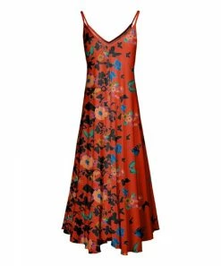Lily | Red & Black Floral V-Neck Maxi Dress - Women