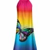 Lily | Blue & Pink Ombré Butterfly Yoke Dress - Plus