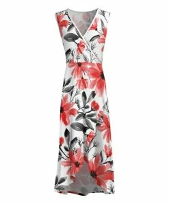 Lily | White & Pink Floral Surplice Maxi Dress - Women