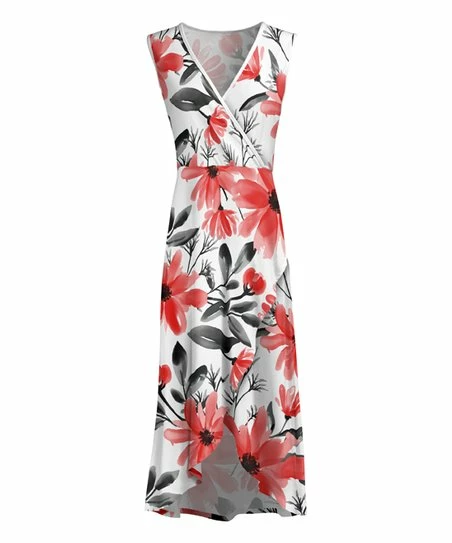 Lily | White & Pink Floral Surplice Maxi Dress - Women 1 Lily | White & Pink Floral Surplice Maxi Dress - Women