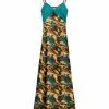 Lily | Teal & Brown Abstract Front-Twist V-Neck Maxi Dress - Women