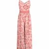 Lily | Rose & Pink Floral Fitted-Waist Sleeveless V-Neck Jumpsuit - Women