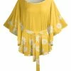 Lily | Yellow & White Floral Tie-Waist Dolman Tunic - Women