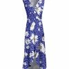 Lily | Blue & White Daisy Sleeveless Surplice Dress - Women