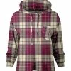 Lily | Purple & Cream Plaid Chest-Pocket Hoodie - Women