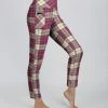 Lily | Pink & Beige Plaid High-Waist Pocket Leggings - Women