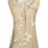 Lily | Beige & Brown Leaf Twist-Neck Sleeveless Tunic - Women