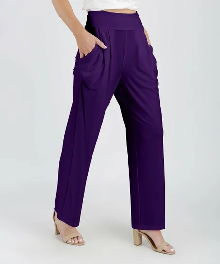 Lily | Purple Pocket High-Waist Pants - Women & Plus 1 Lily | Purple Pocket High-Waist Pants - Women & Plus