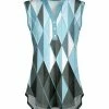 Lily | Blue & Gray Argyle Button-Front Sleeveless Tunic - Plus