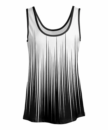 Lily | White & Black Ombré Streak Scoop Neck Tank - Women 1 Lily | White & Black Ombré Streak Scoop Neck Tank - Women