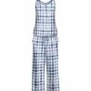 Lily | Blue & White Plaid Sleeveless Jumpsuit - Plus