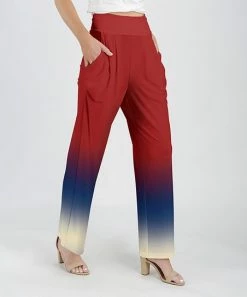 Lily | Red & Navy Ombré Pocket Pants - Plus