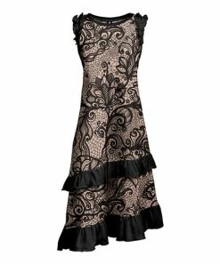 Lily | Black & Blush Paisley Ruffle-Accent Sleeveless A-Line Dress - Plus