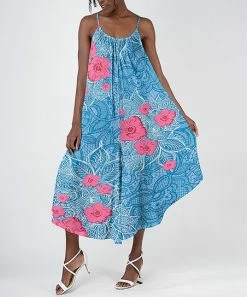 Lily | Blue & Pink Floral Wide-Leg Sleeveless Jumpsuit - Women