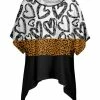 Lily | Black Leopard Heart Dolman-Sleeve Sidetail Tunic - Women