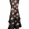 Lily | Brown & Pink Floral Ruffle-Accent Sleeveless A-Line Dress